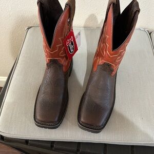 Justin Boots Men's Dark Brown and Orange Western Boots size 9 Double E